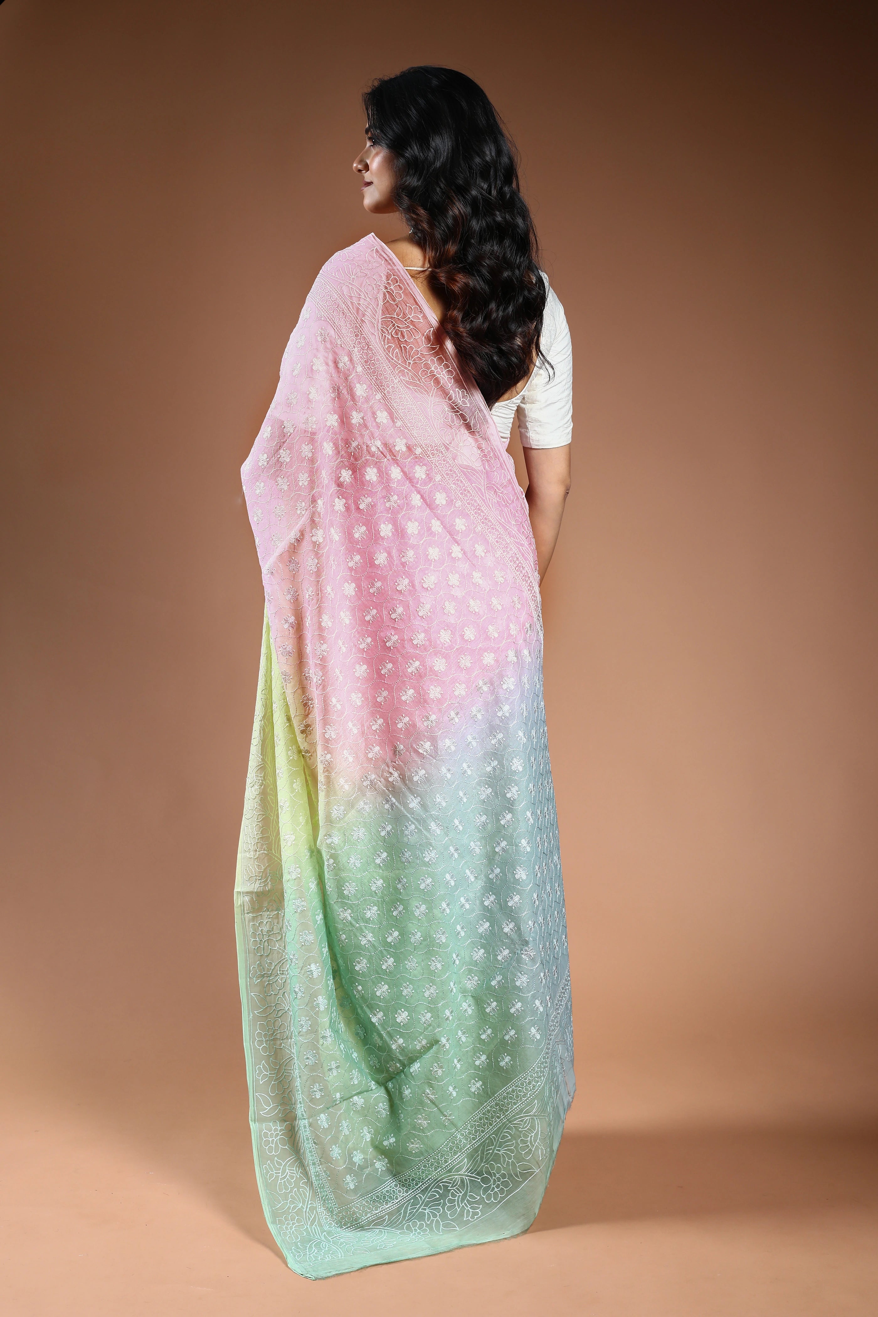 Cotton chikankari Saree with Blouse Piece