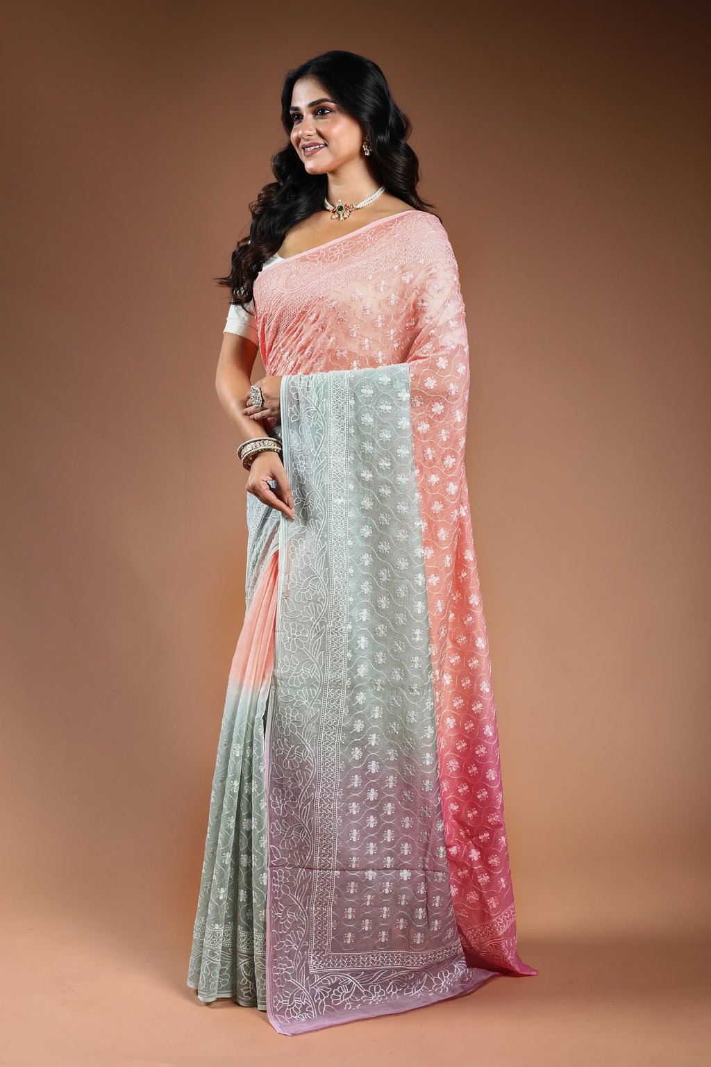 Cotton chikankari Saree with Blouse Piece