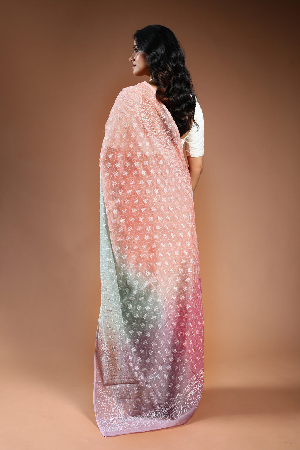Cotton chikankari Saree with Blouse Piece