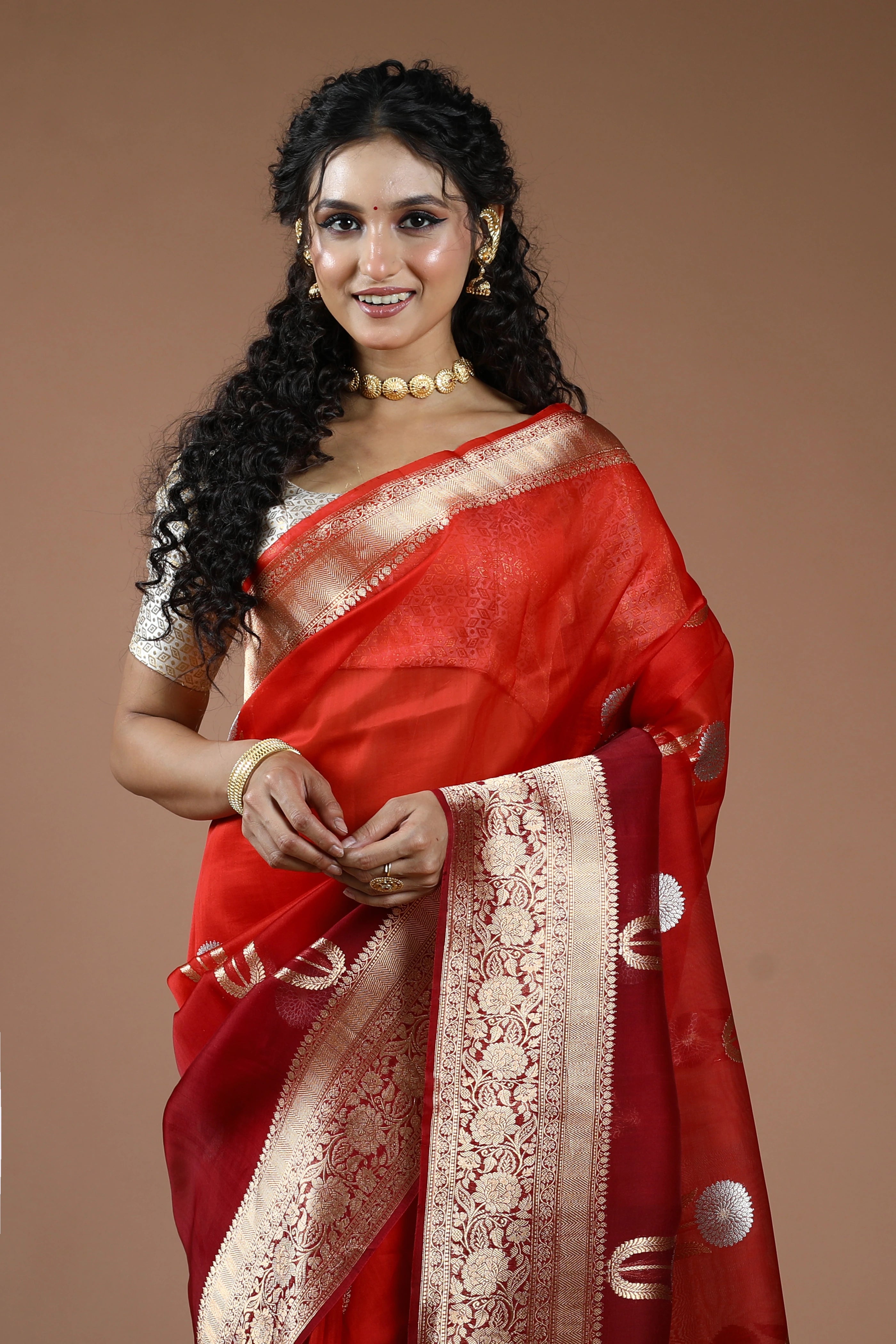 Pure 4D Dye Kora Banarasi Saree With Blouse Piece