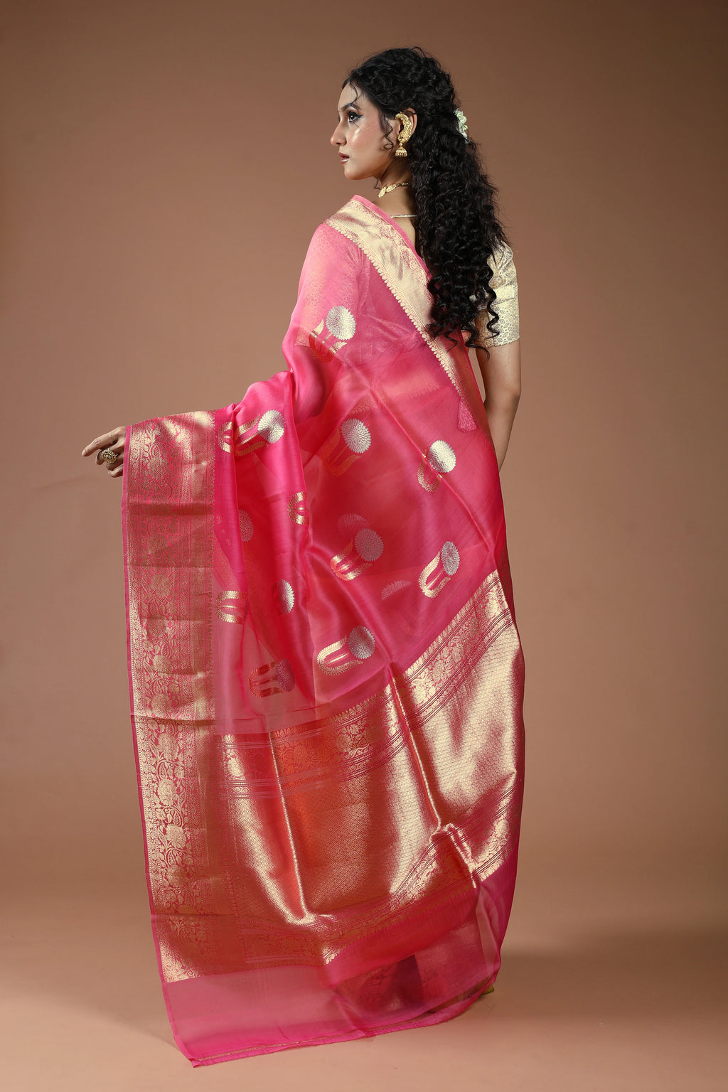 Pure 4D Dye Kora Banarasi Saree With Blouse Piece