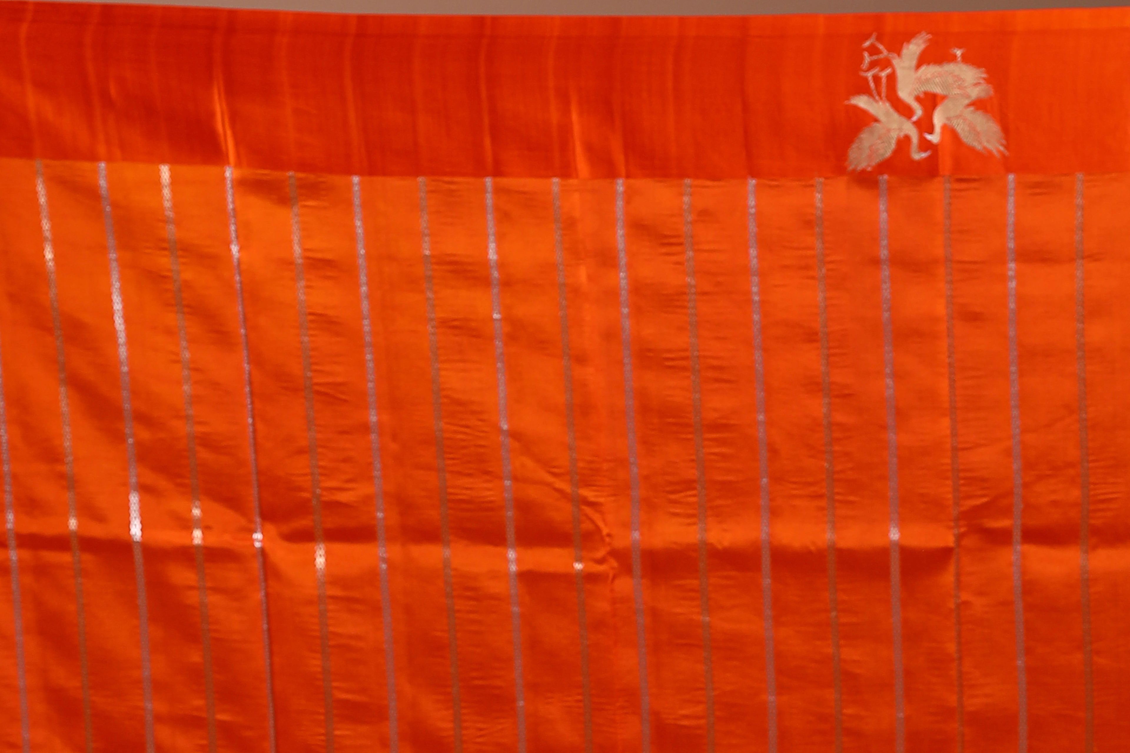 Orange Pure Mango Silk Saree With Blouse Piece