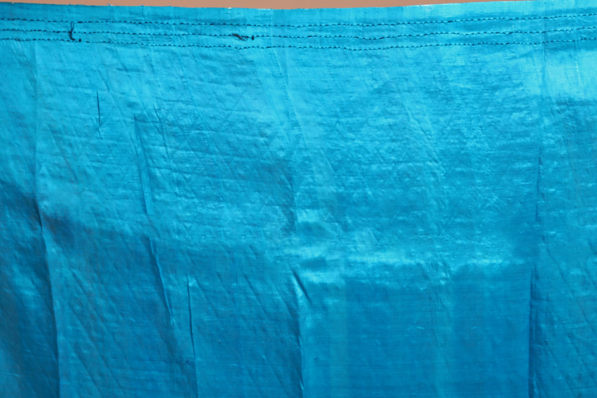 White Murshidabad Silk Katha work Saree with Blouse Piece