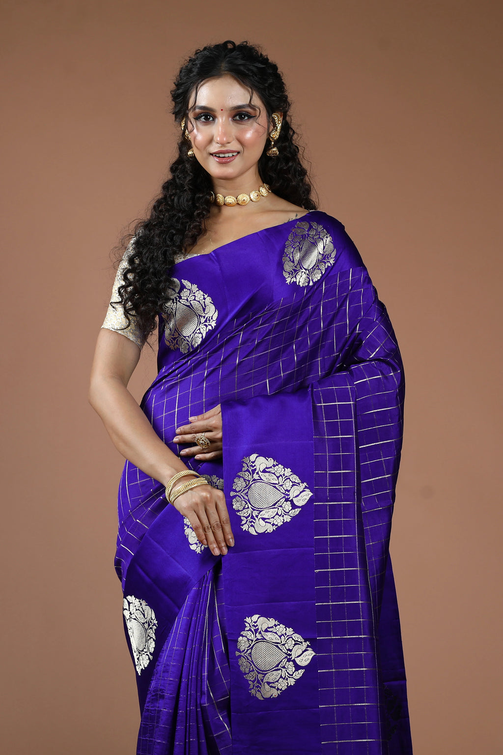 Royal Blue Pure Mango Silk Saree With Blouse Piece