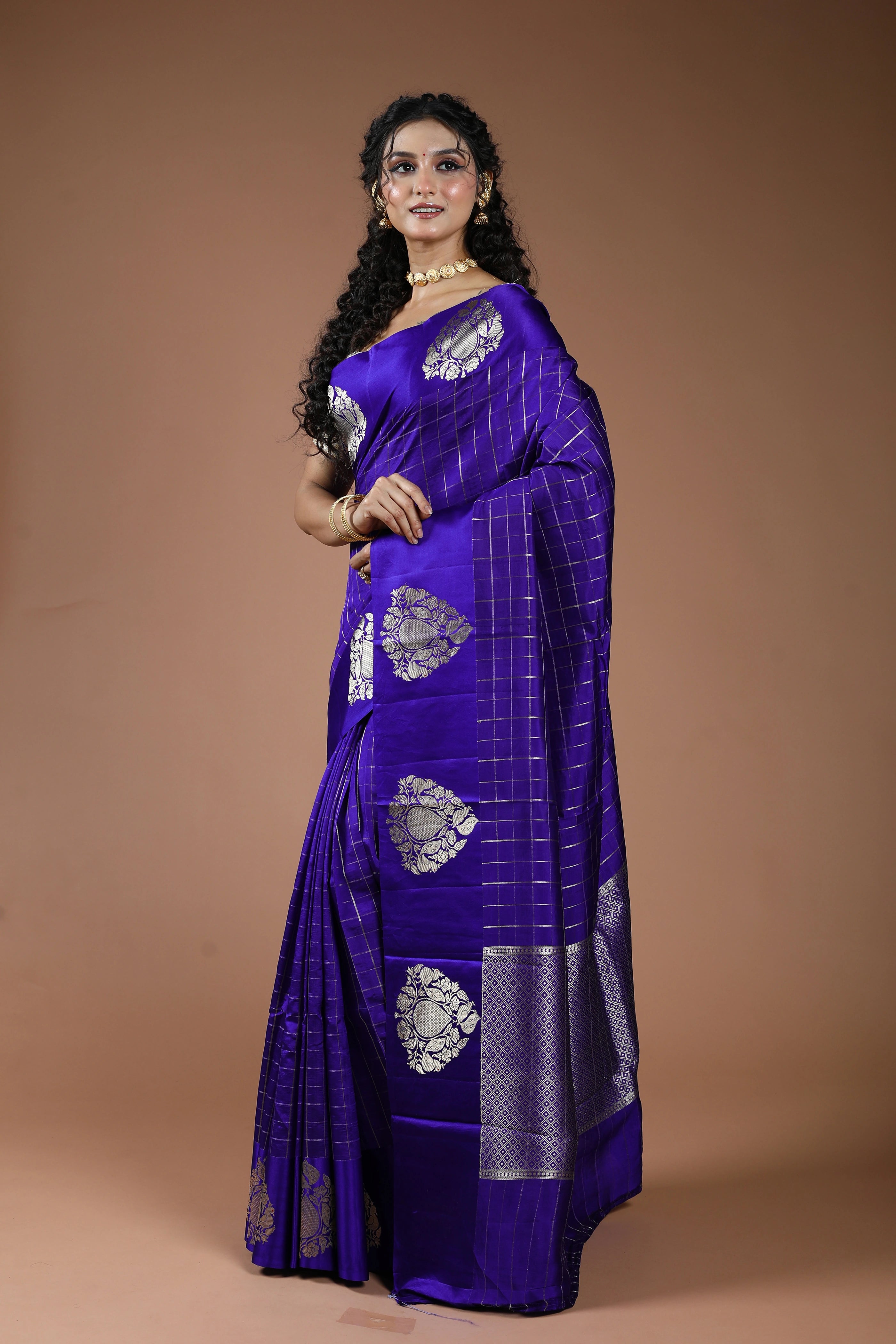 Royal Blue Pure Mango Silk Saree With Blouse Piece