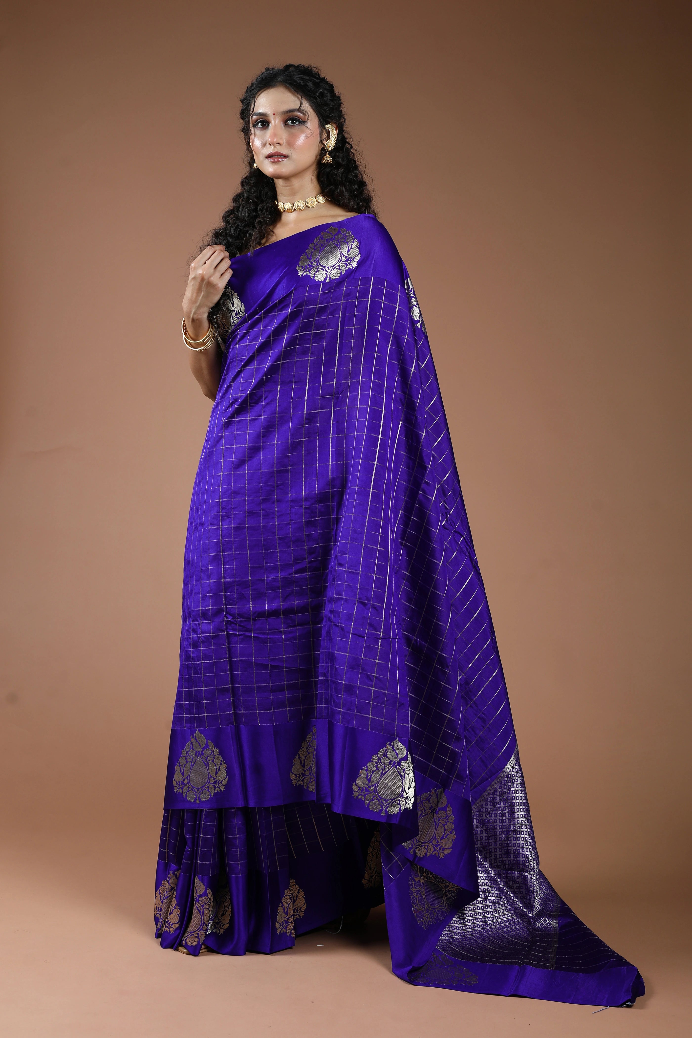 Royal Blue Pure Mango Silk Saree With Blouse Piece