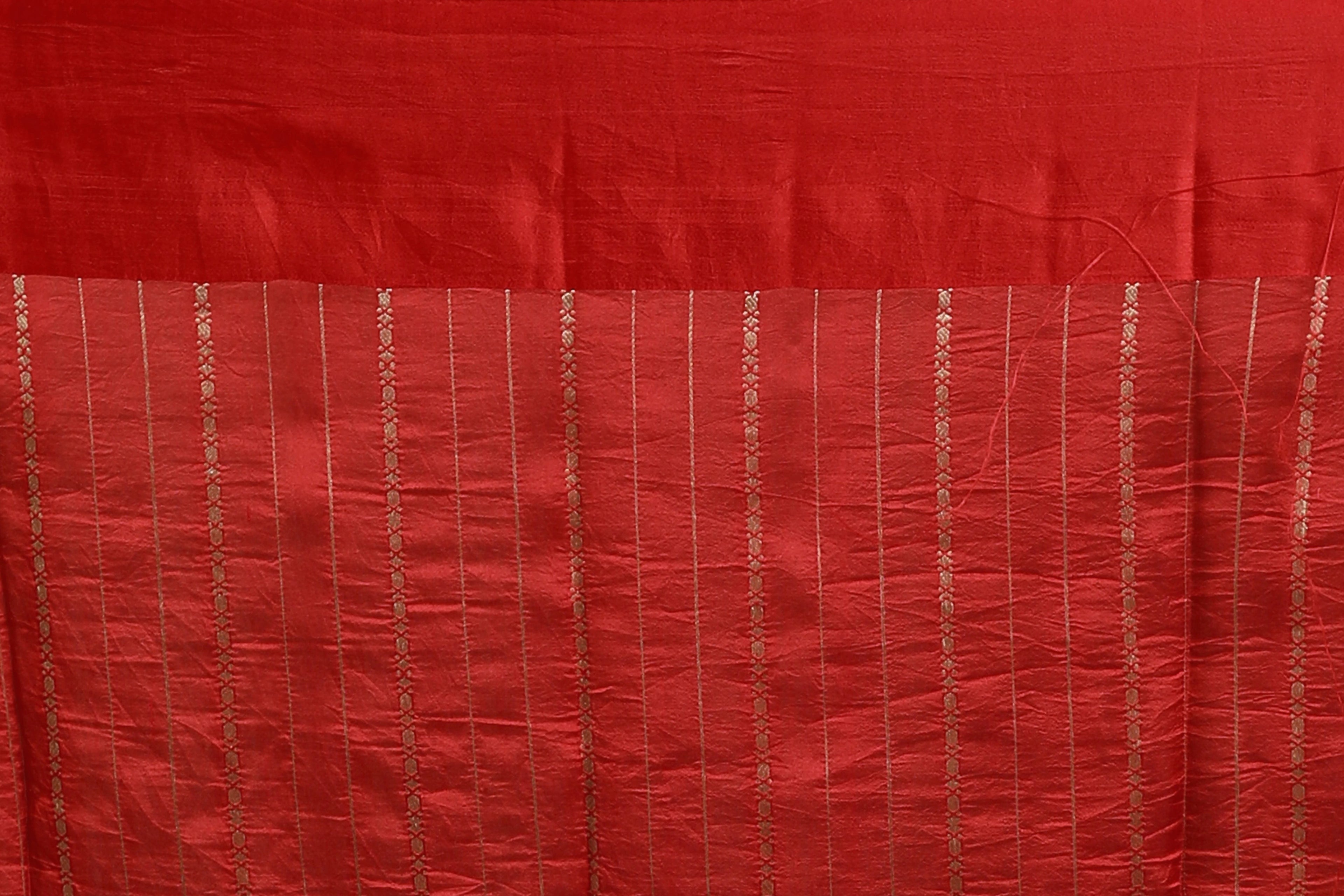 Red Pure Mango Silk Saree With Blouse Piece