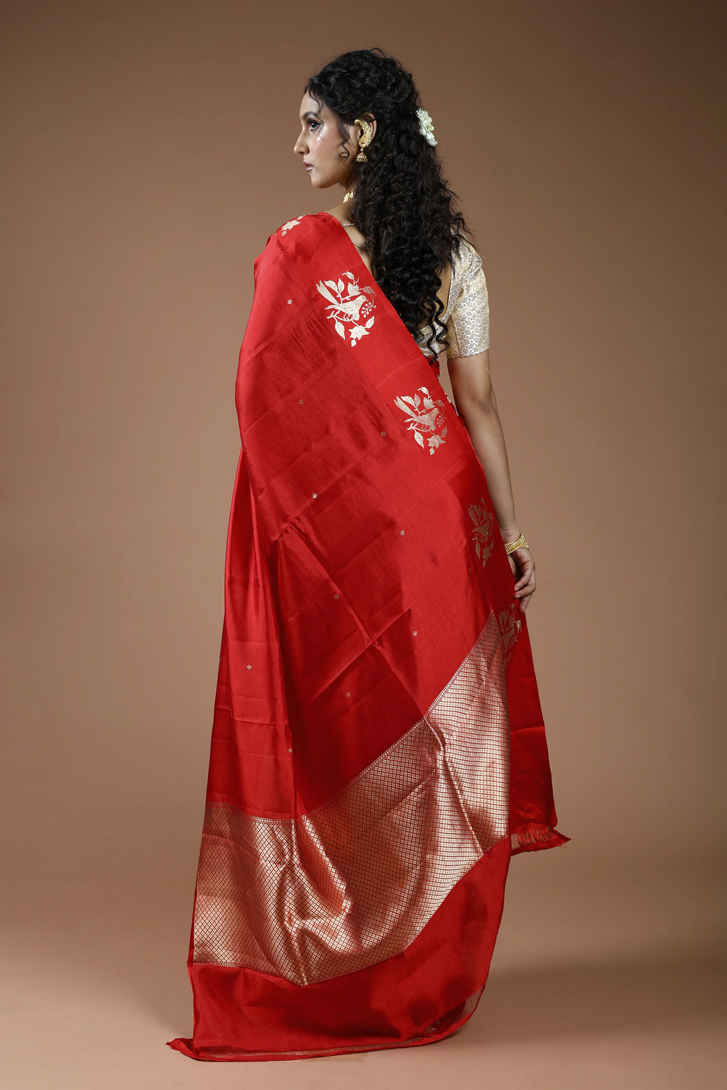 Red Pure Mango Silk Saree With Blouse Piece