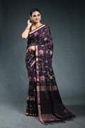 Purple Semi Tussar embroidery Saree with Blouse Piece