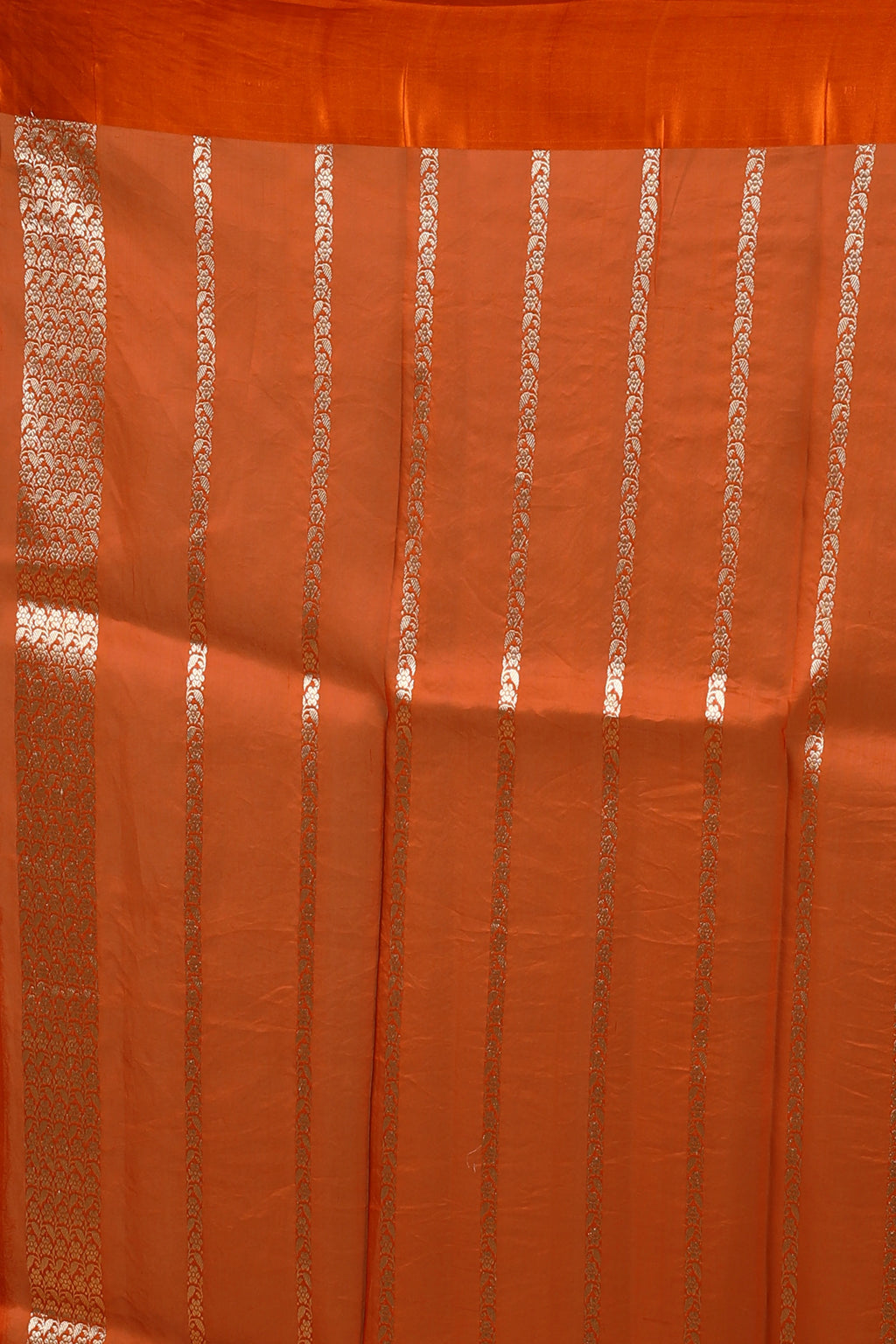 Rust Orange Pure Kora Banarasi With Satin Border Saree With Blouse Piece