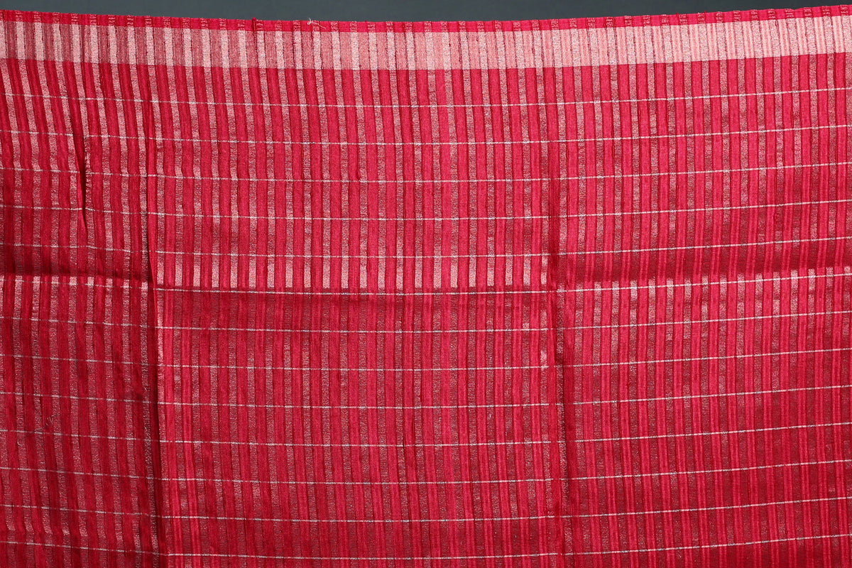 Magenda Semi Tussar embroidery Saree with Blouse Piece