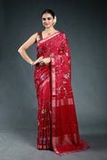 Magenda Semi Tussar embroidery Saree with Blouse Piece