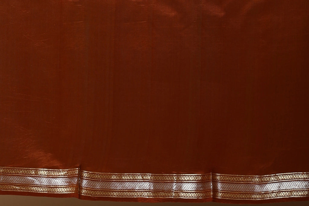 Rust Orange Pure Mango Silk Saree With Blouse Piece
