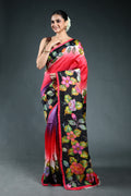 Multicolor Murshidabad Silk Katha work Saree with Blouse Piece