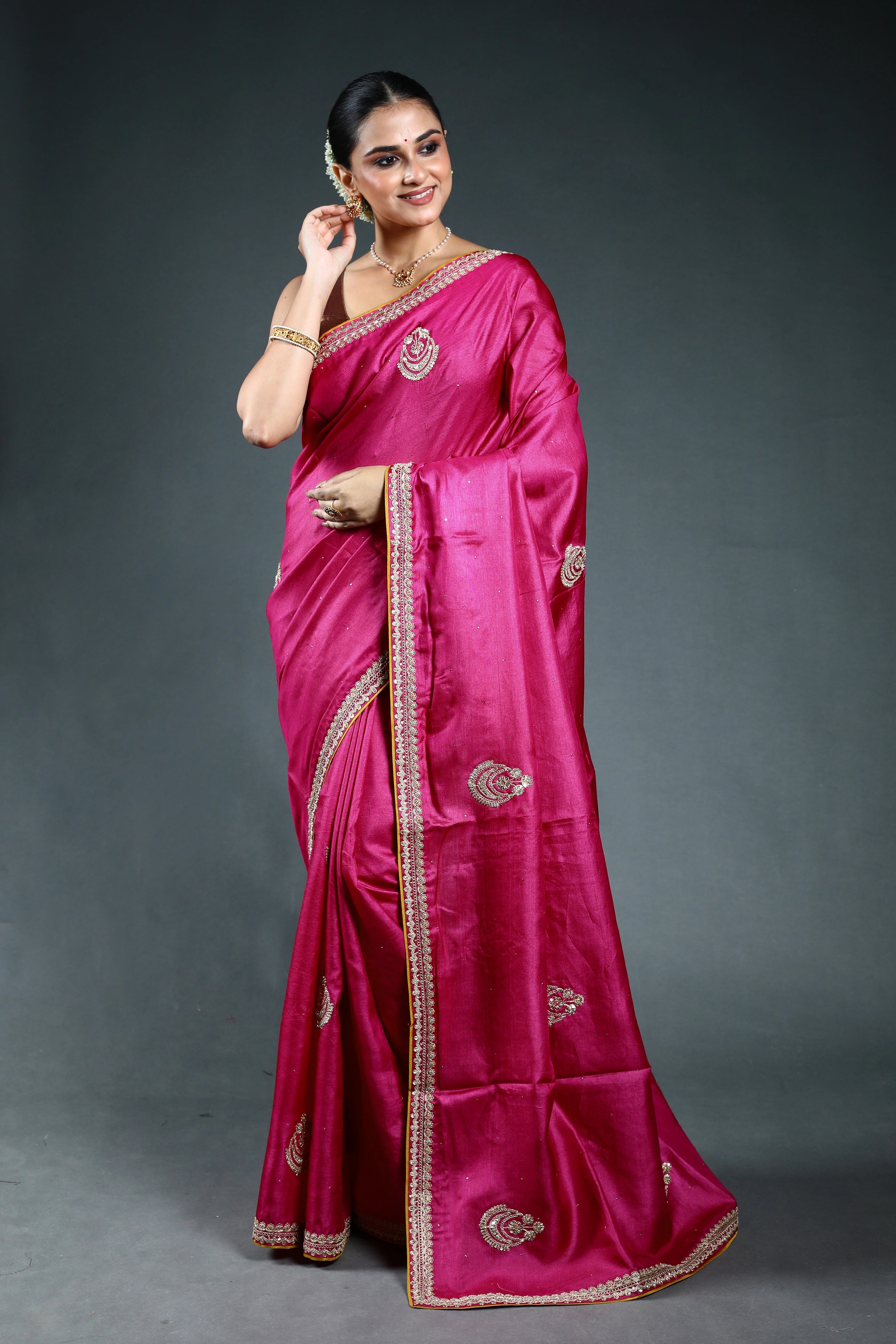 Rani Pure tussar zardosi Saree with Blouse Piece