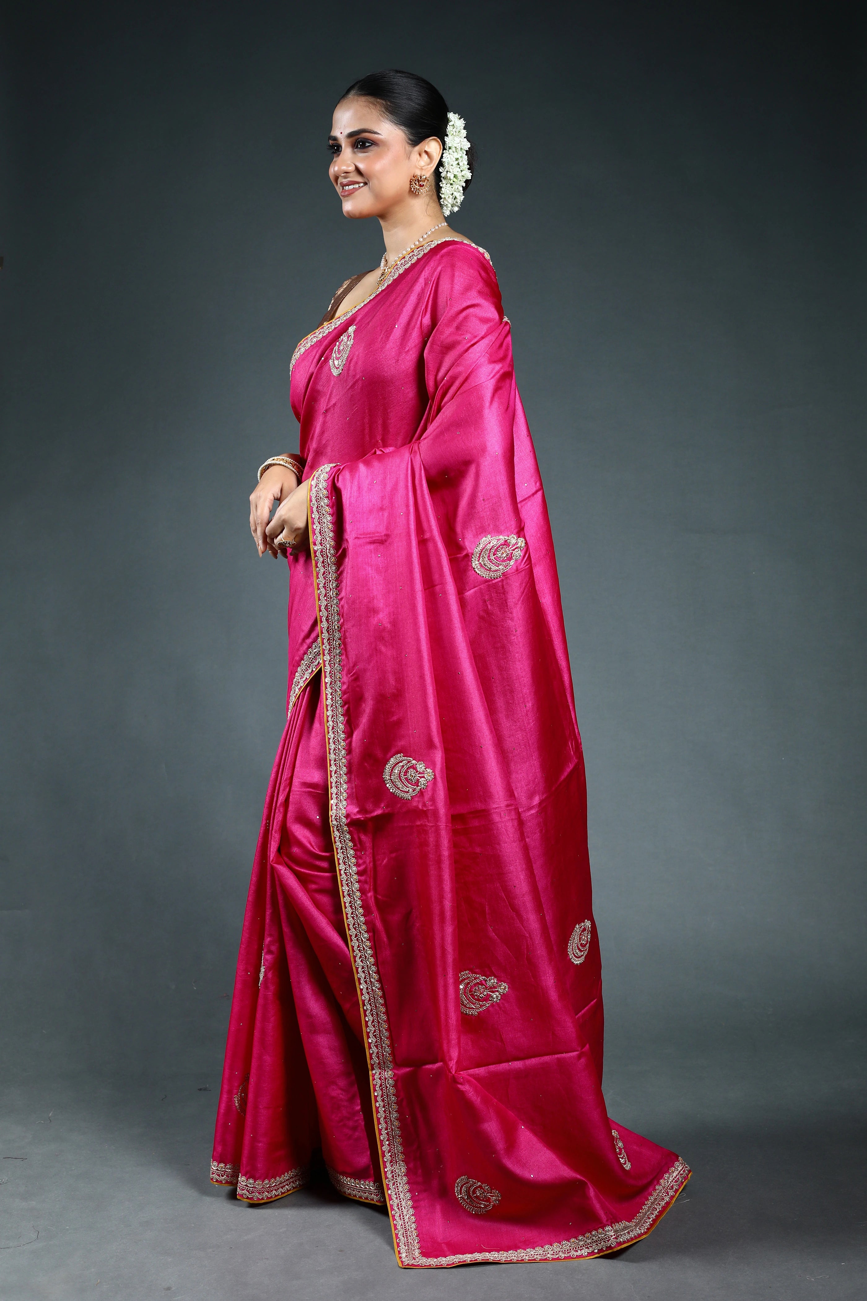 Rani Pure tussar zardosi Saree with Blouse Piece