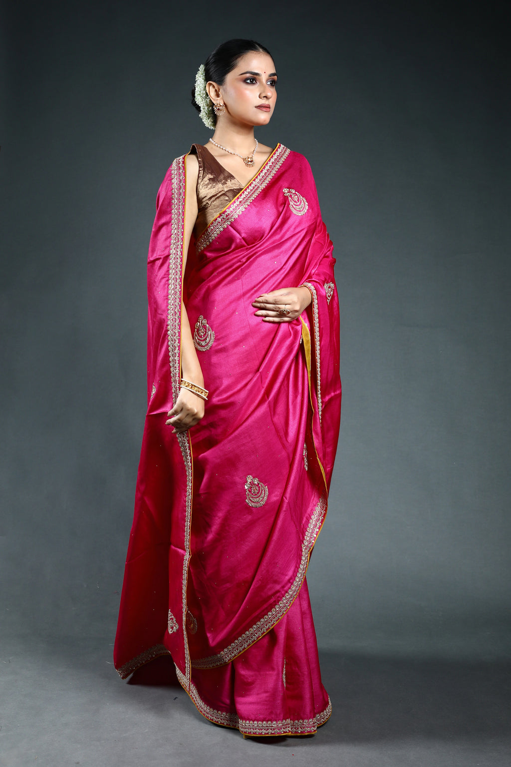Rani Pure tussar zardosi Saree with Blouse Piece