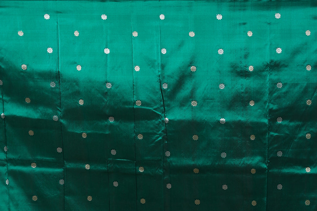 Deep Green Pure Katan Silk Saree With Blouse Piece
