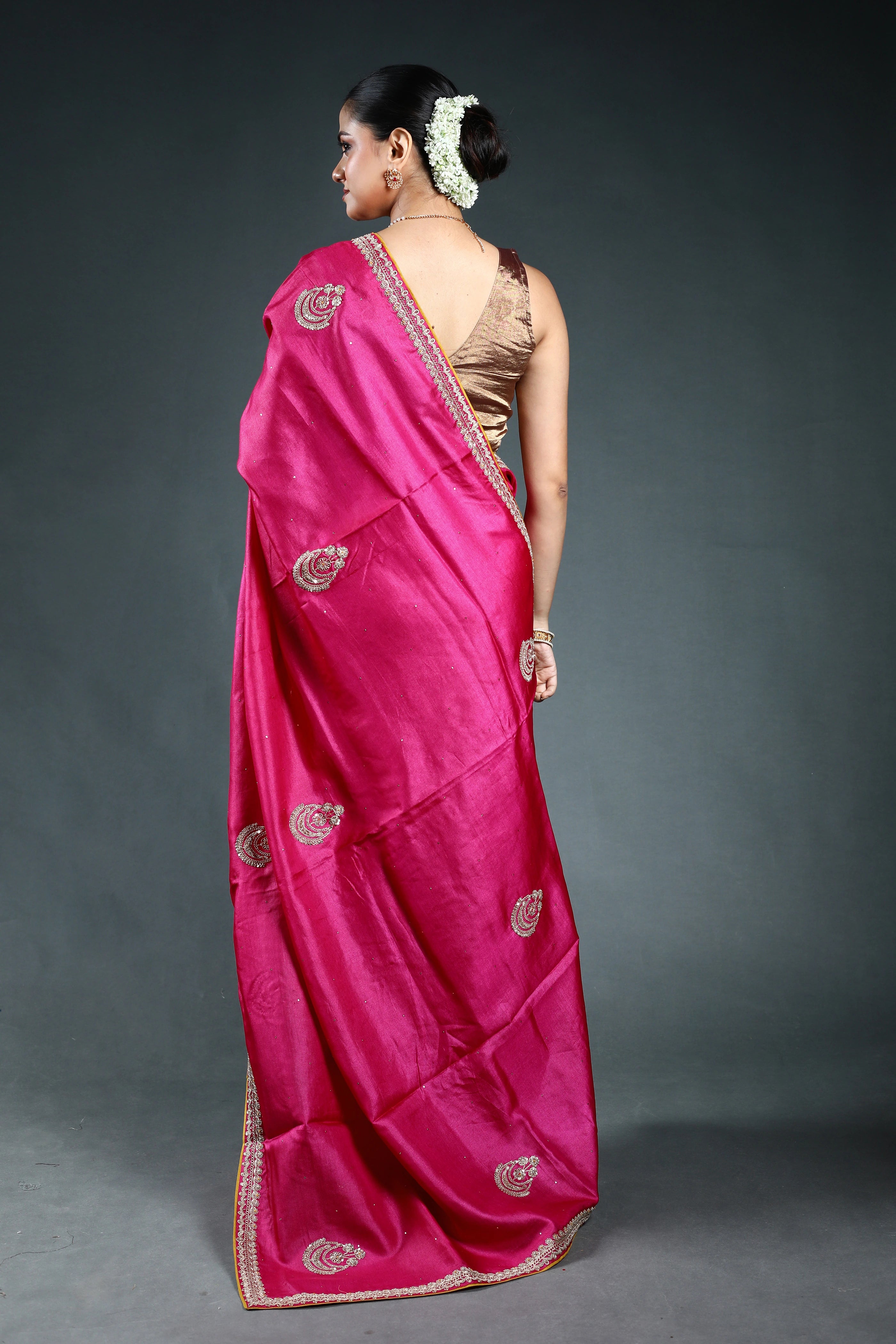 Rani Pure tussar zardosi Saree with Blouse Piece