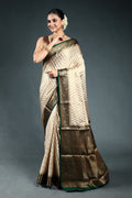 Offwhite Crepe banarasi Saree with Blouse Piece