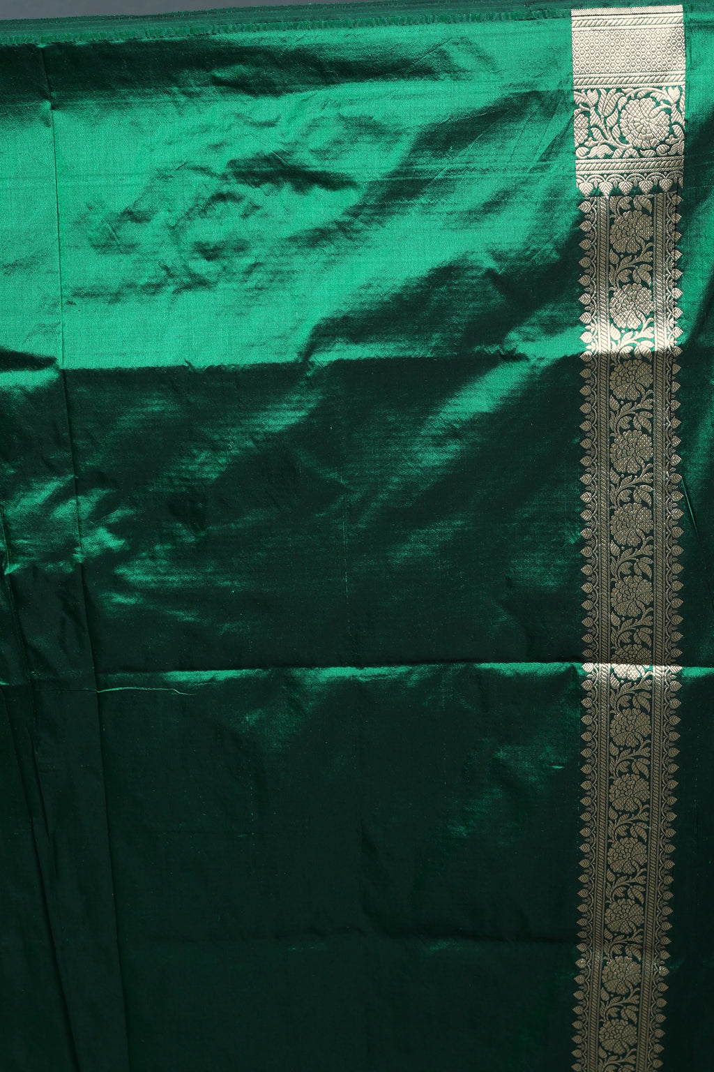 Bottle Green Pure Katan Banarasi Saree with Blouse Piece