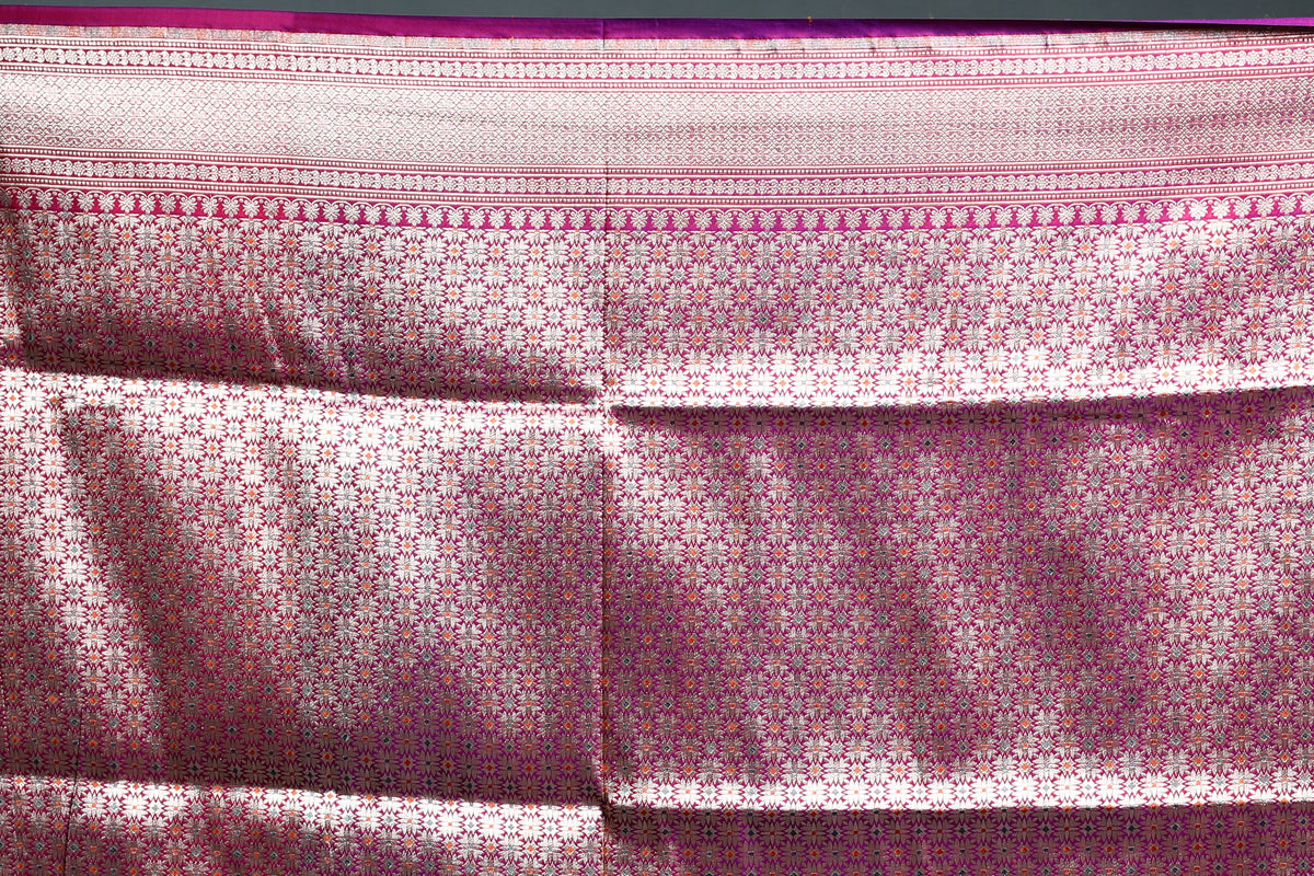 Wine Pure Katan Banarasi Saree with Blouse Piece