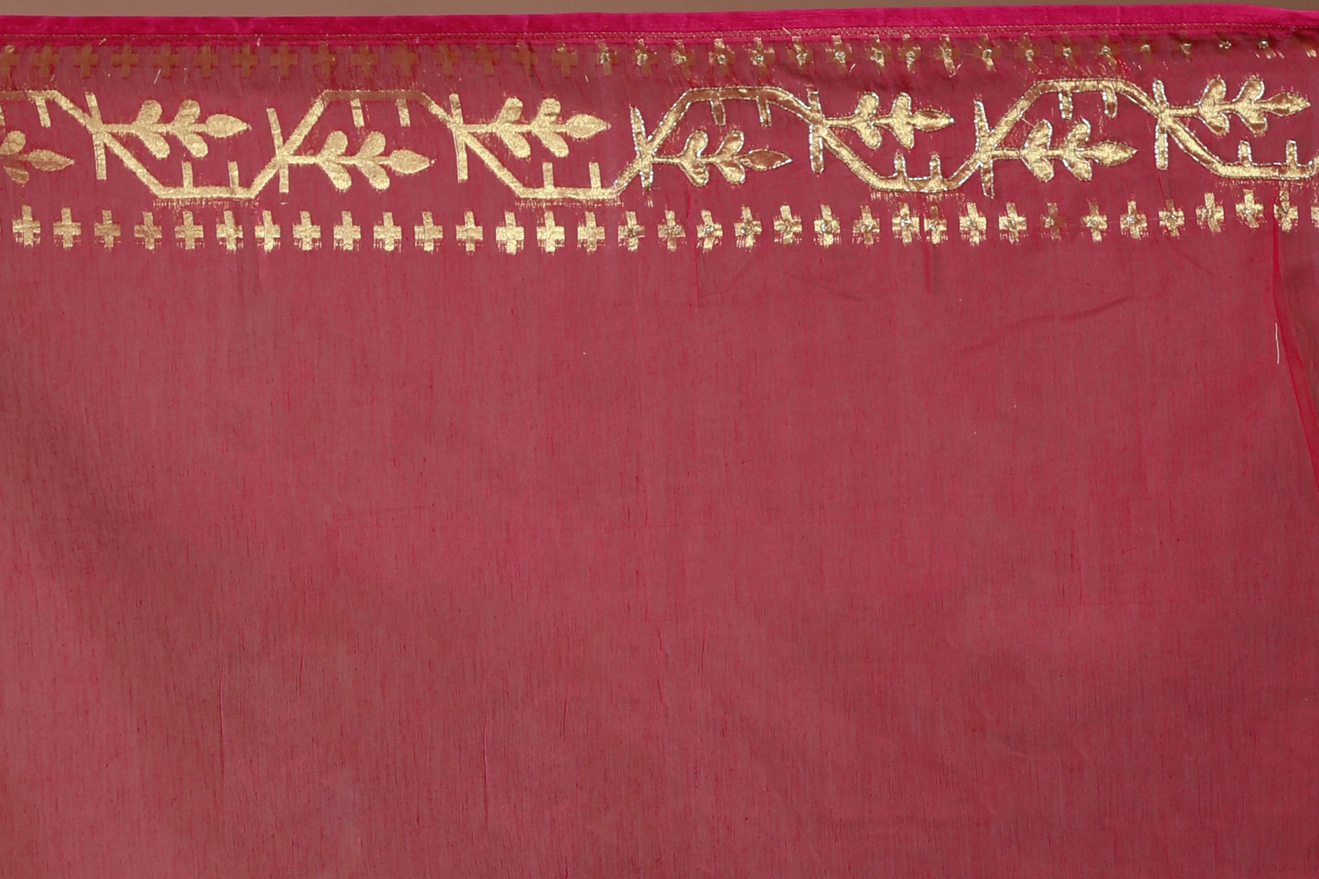 Rani Semi Karchupi Jamdani Saree With Blouse Piece