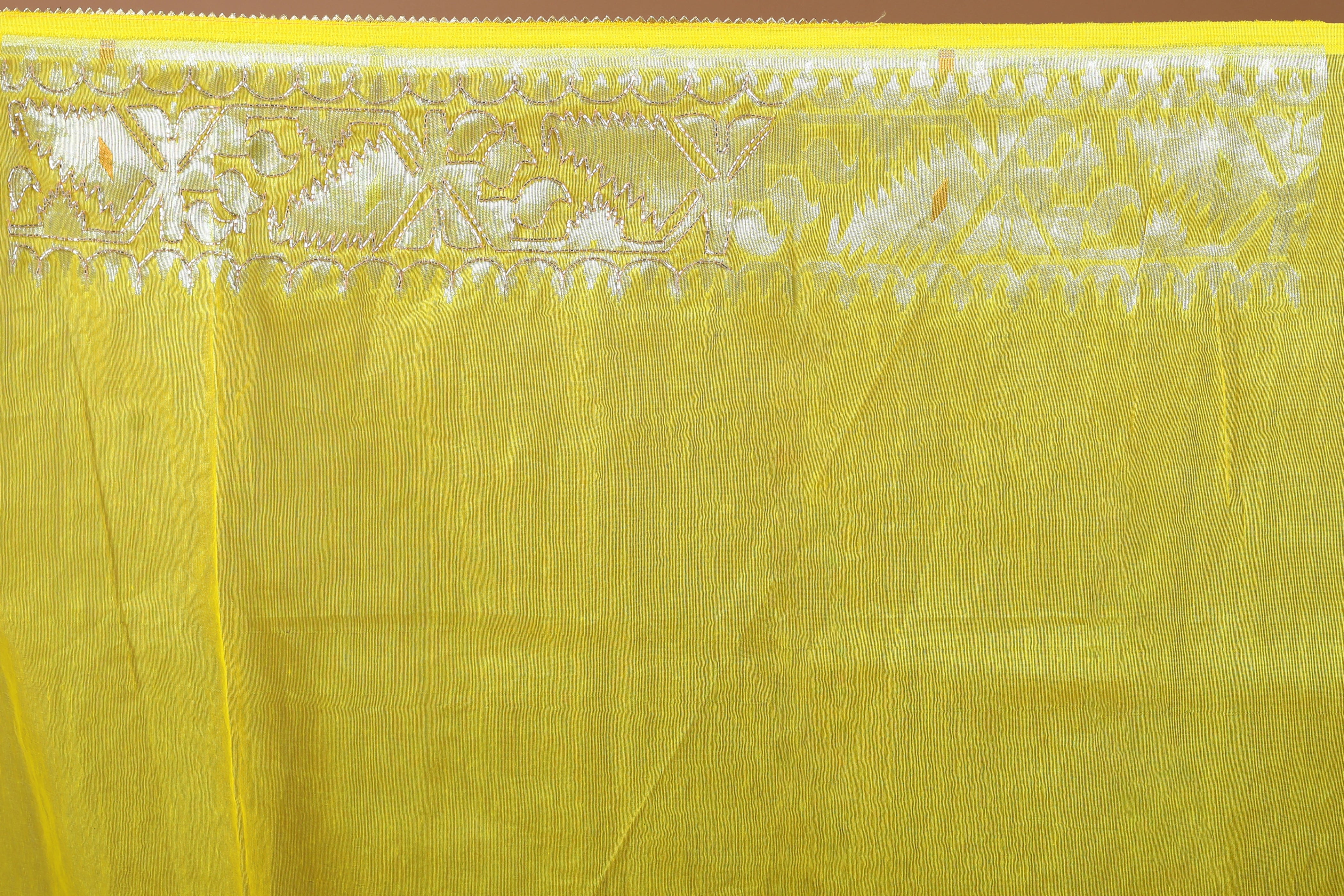 Yellow Semi Karchupi Jamdani Saree With Blouse Piece