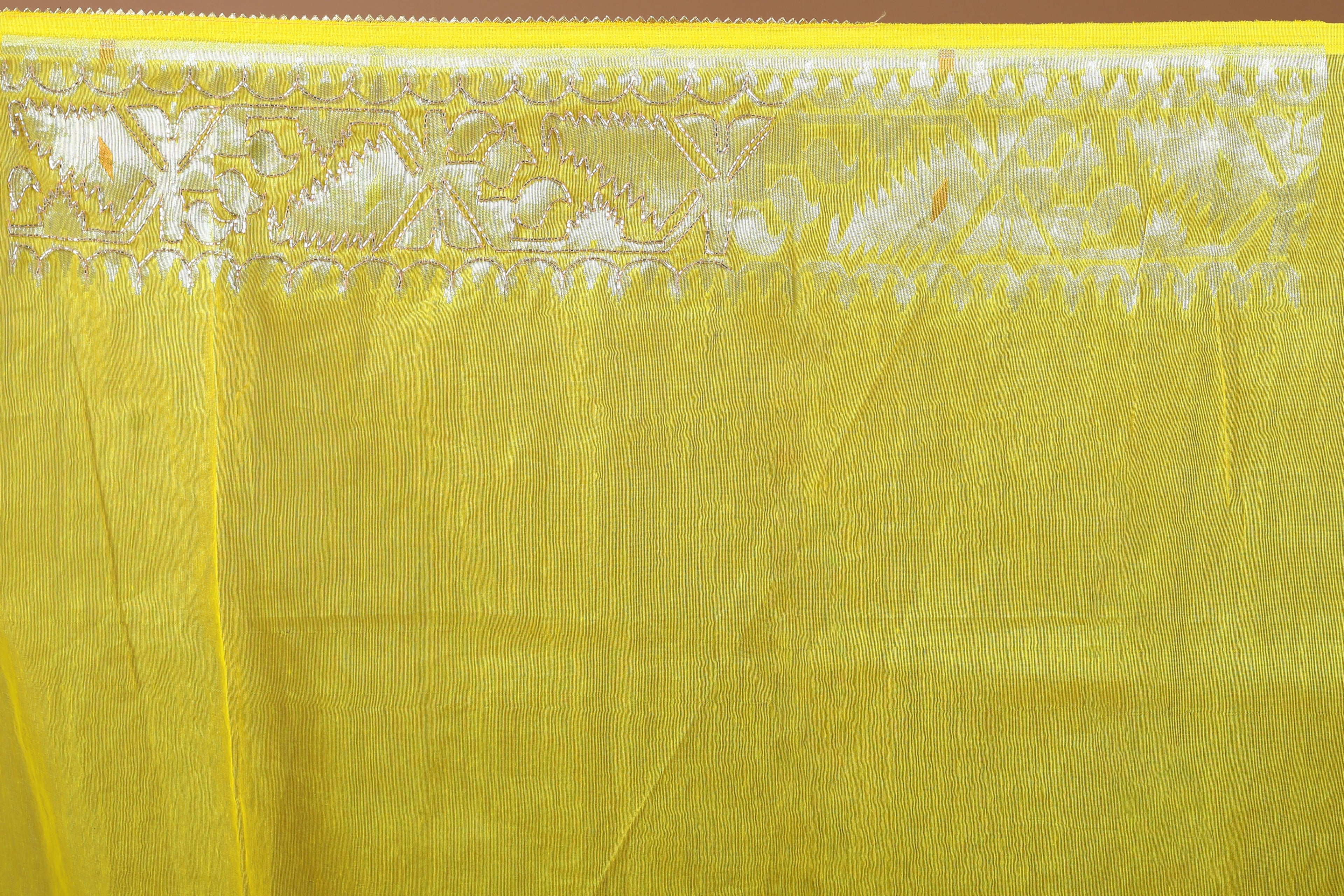 Yellow Karchupi Jamdani Saree With Blouse Piece