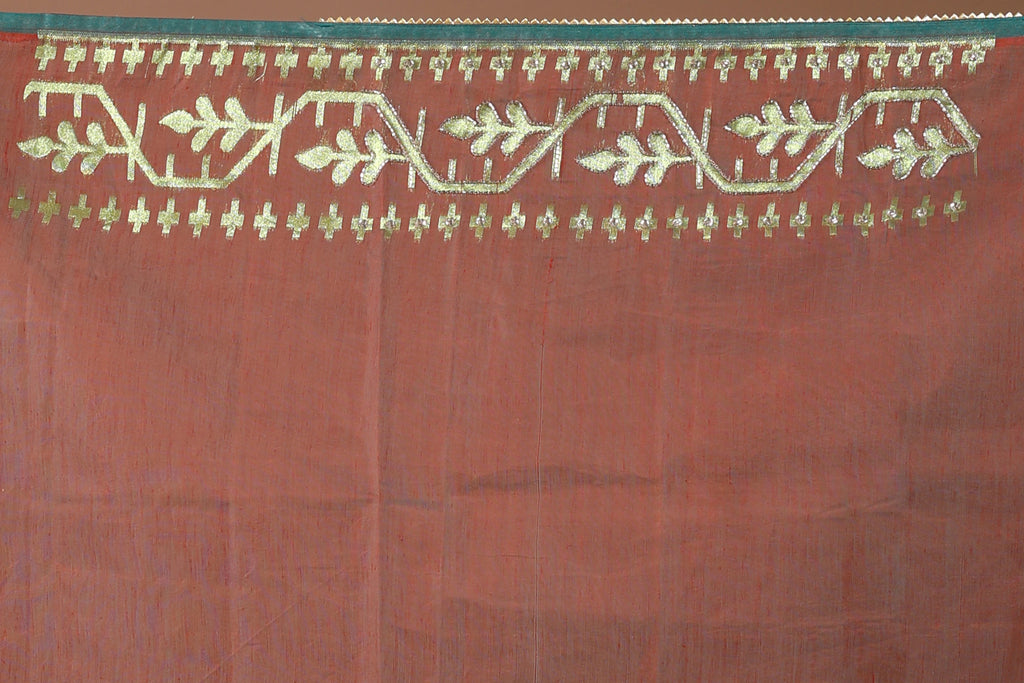 Copper Brown Karchupi Jamdani Saree With Blouse Piece