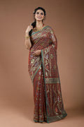 Copper Brown Karchupi Jamdani Saree With Blouse Piece