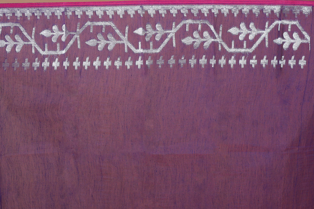 Purple Semi Jamdani Saree With Blouse Piece