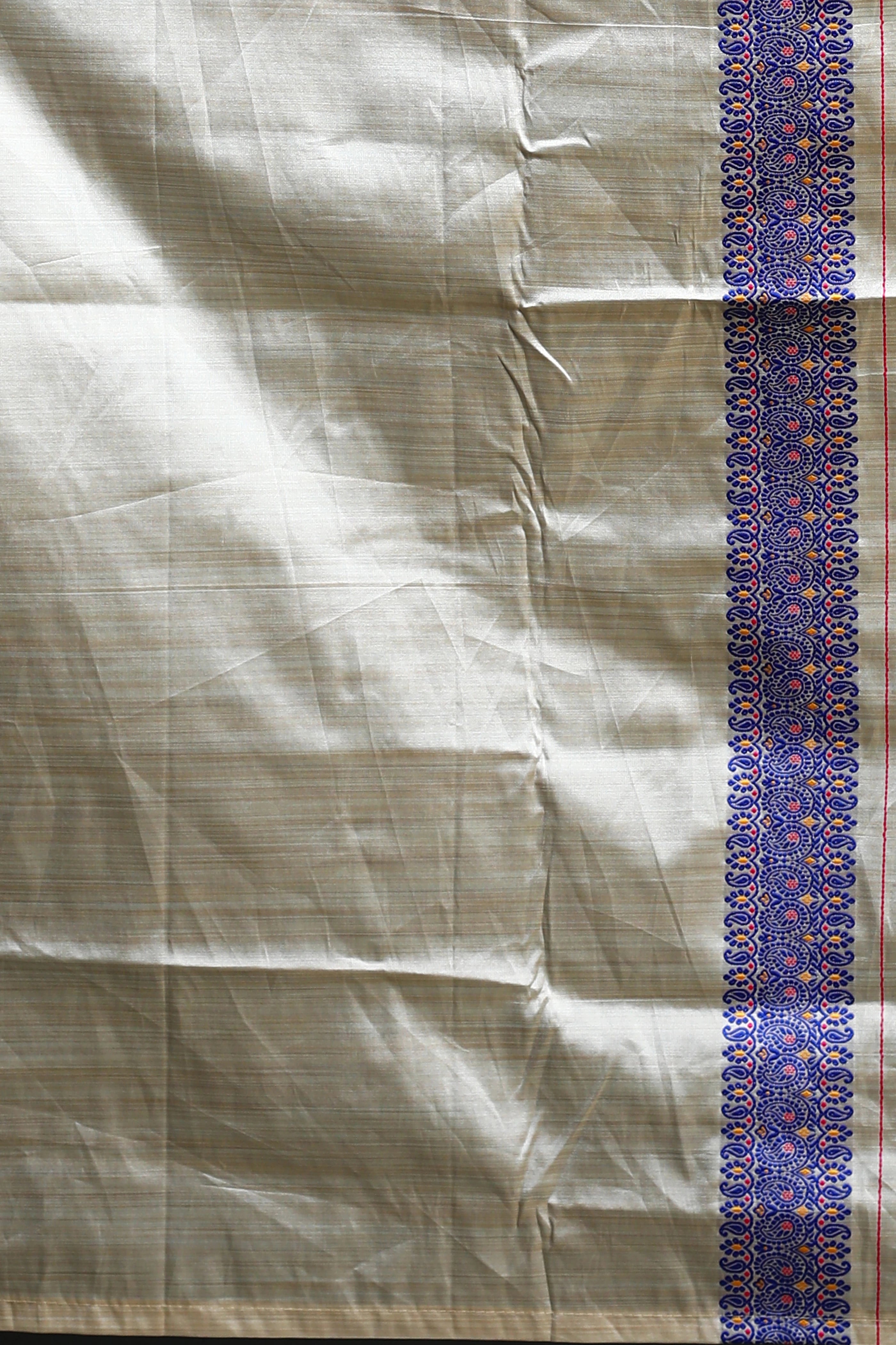 Royal Blue Semi Assam Silk Saree with Blouse Piece
