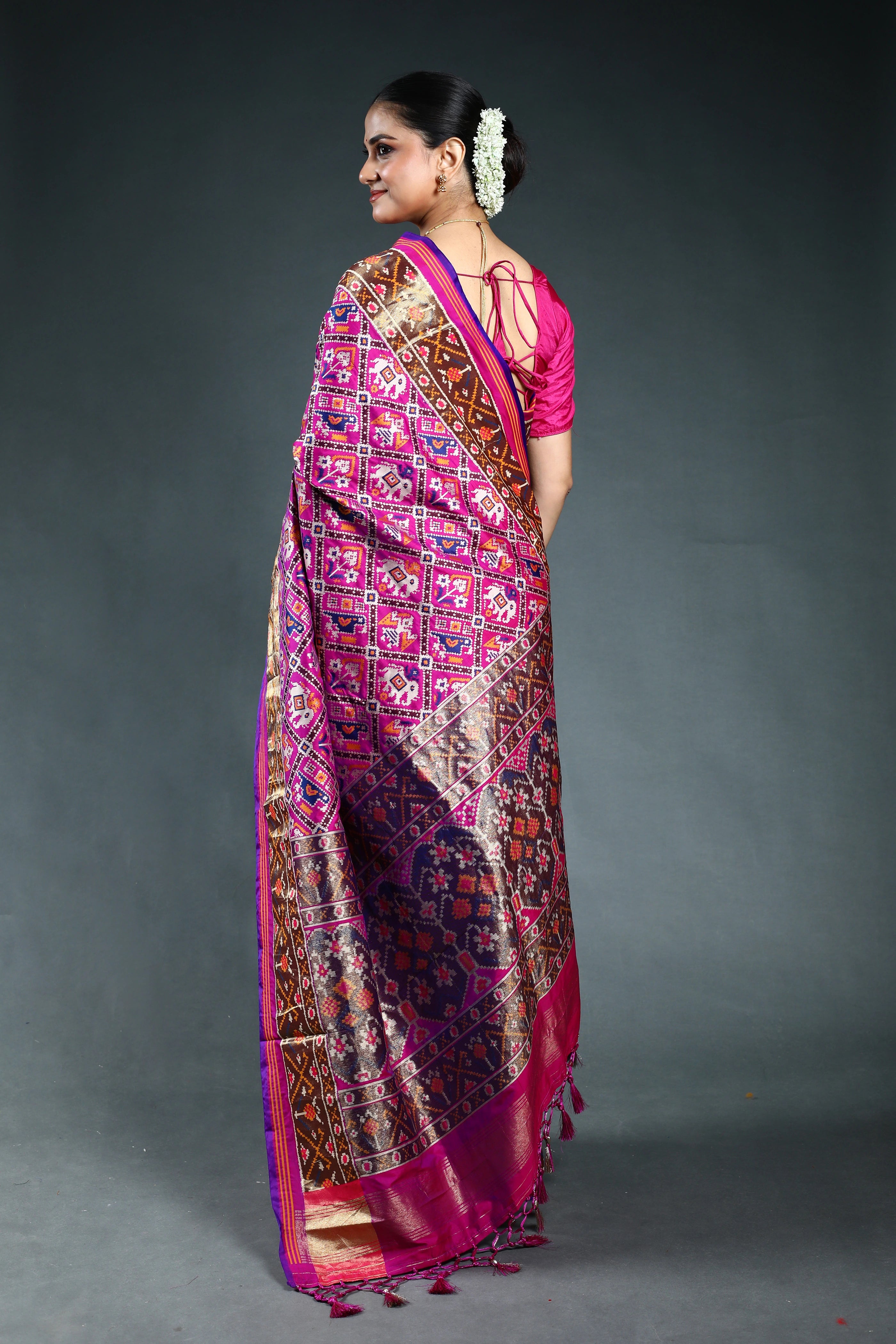 Purple Semi Patola Saree with Blouse Piece