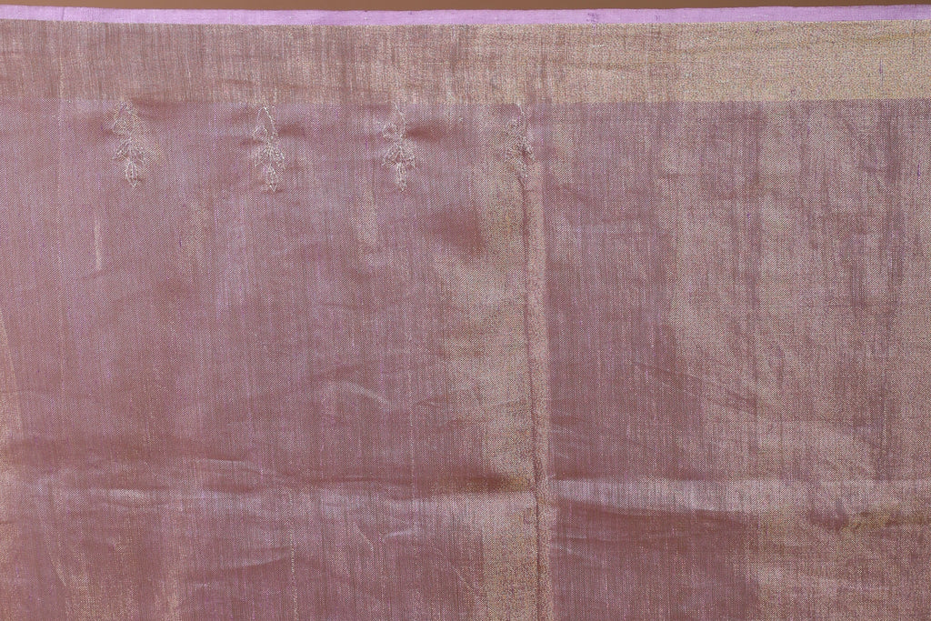 Mauve Semi Tissue Linen Saree With Blouse Piece