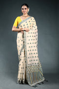 Bottle Green Semi Assam Silk Saree with Blouse Piece