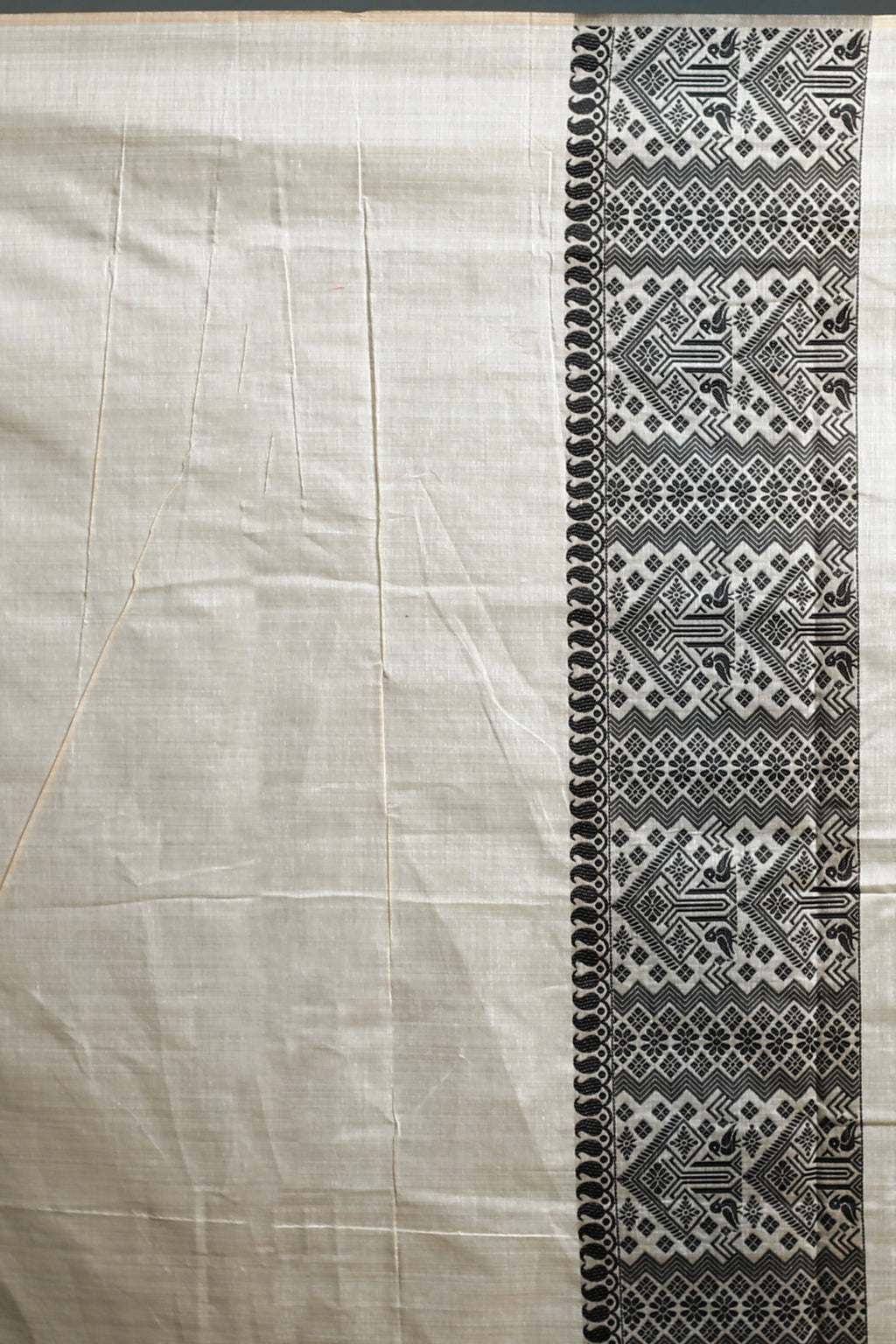 Black Semi Assam Silk Saree with Blouse Piece