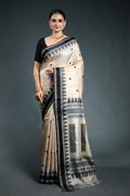 Beige Bengal Handloom tussar Saree with Blouse Piece