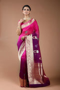 Pure 4D Dye Kora Banarasi Saree With Blouse Piece
