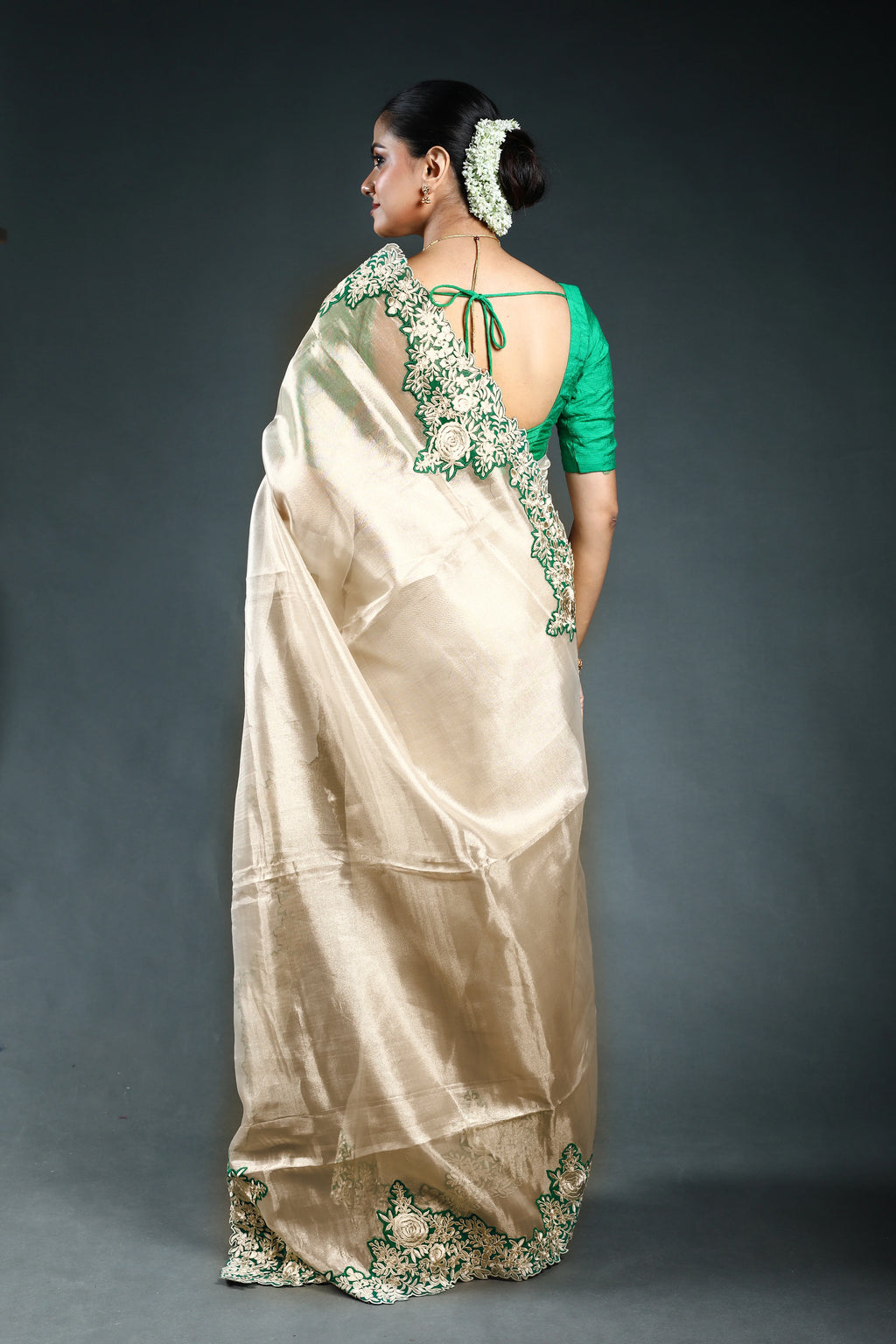 Offwhite  Organza Saree with Blouse Piece