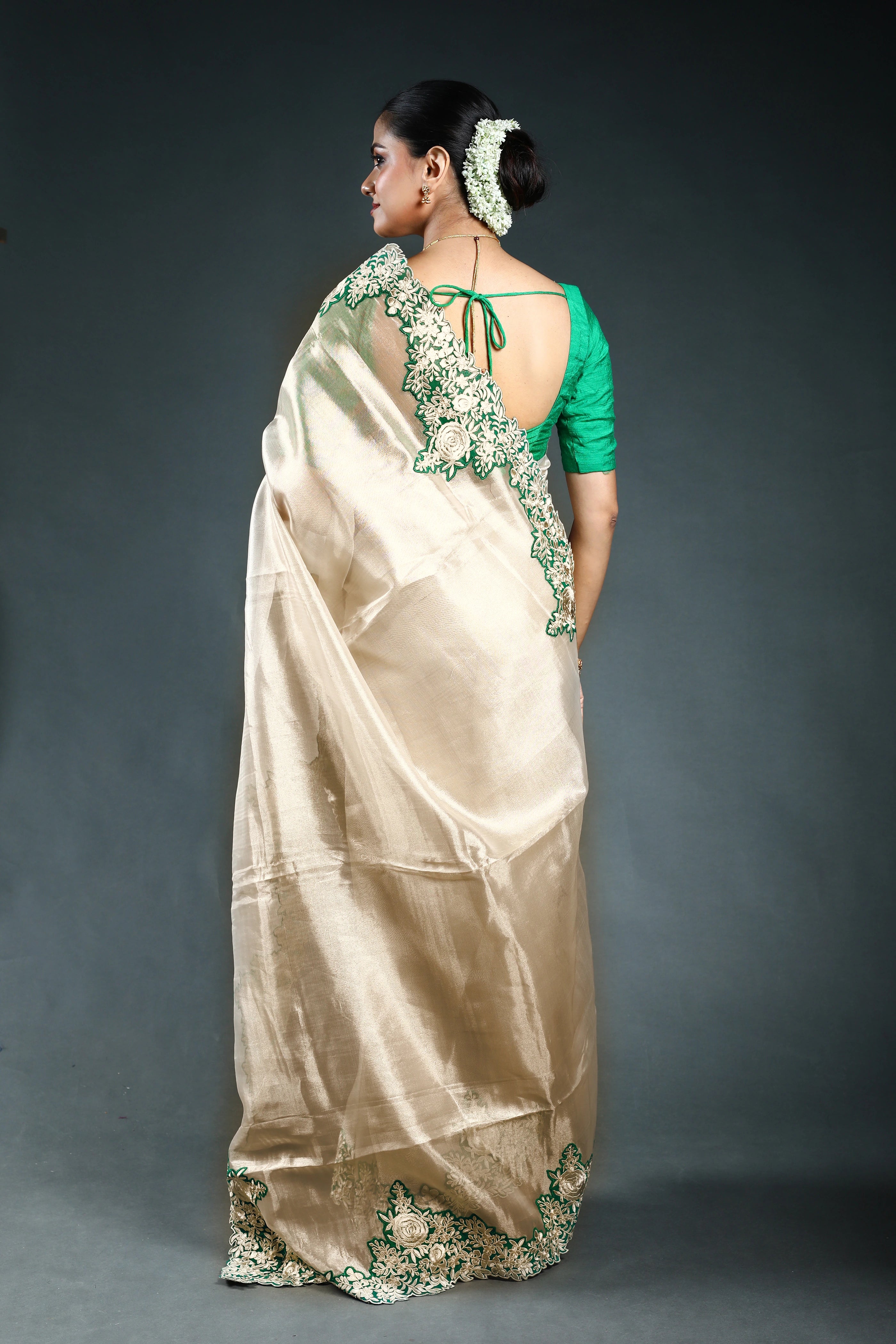 Offwhite  Organza Saree with Blouse Piece