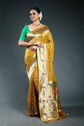 Mustard Semi Silk paithani Saree with Blouse Piece