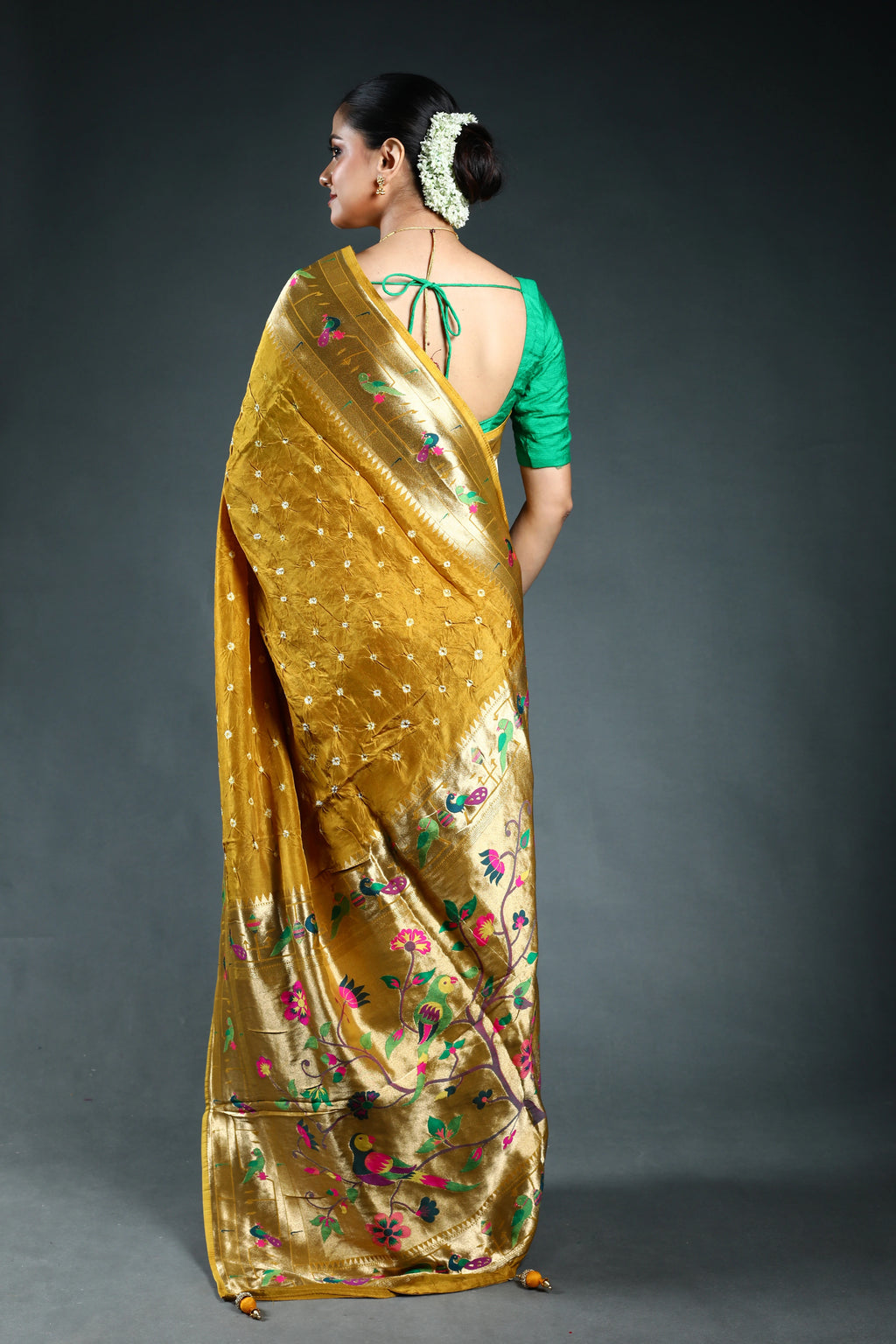 Mustard Semi Silk paithani Saree with Blouse Piece