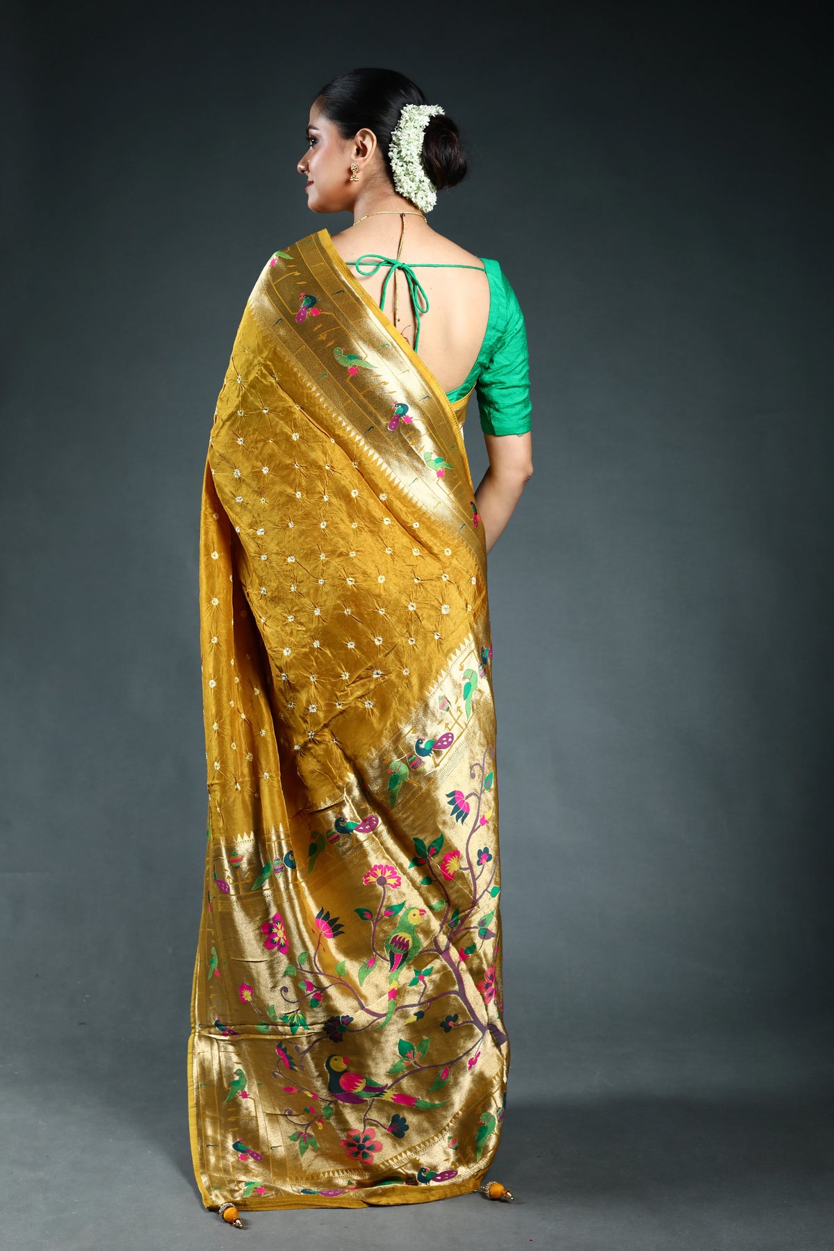 Mustard Semi Silk paithani Saree with Blouse Piece