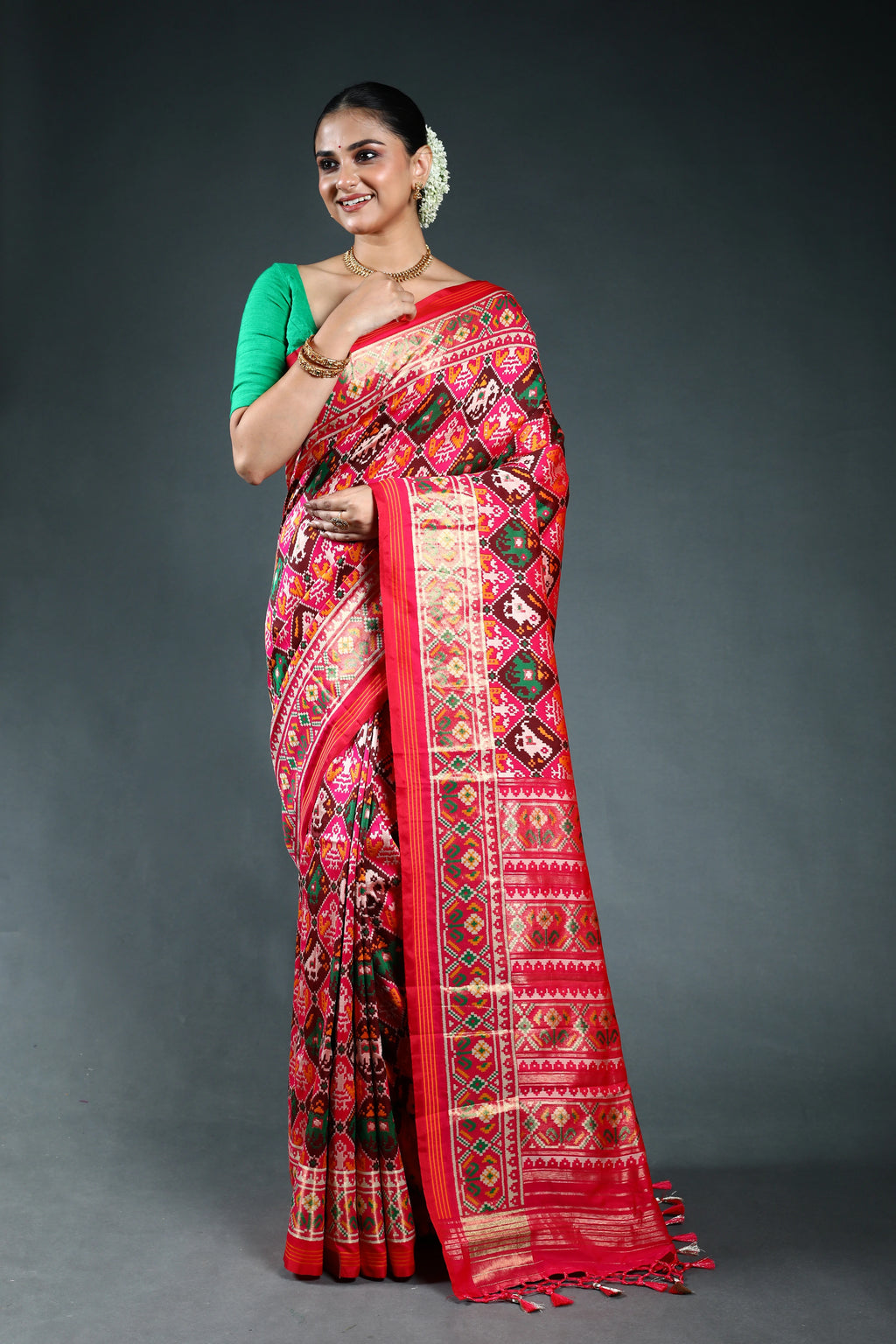 Rani Semi Patola Saree with Blouse Piece