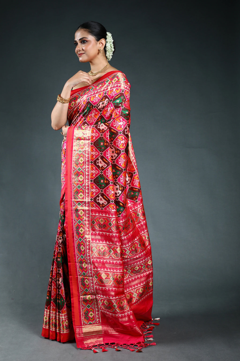 Rani Semi Patola Saree with Blouse Piece