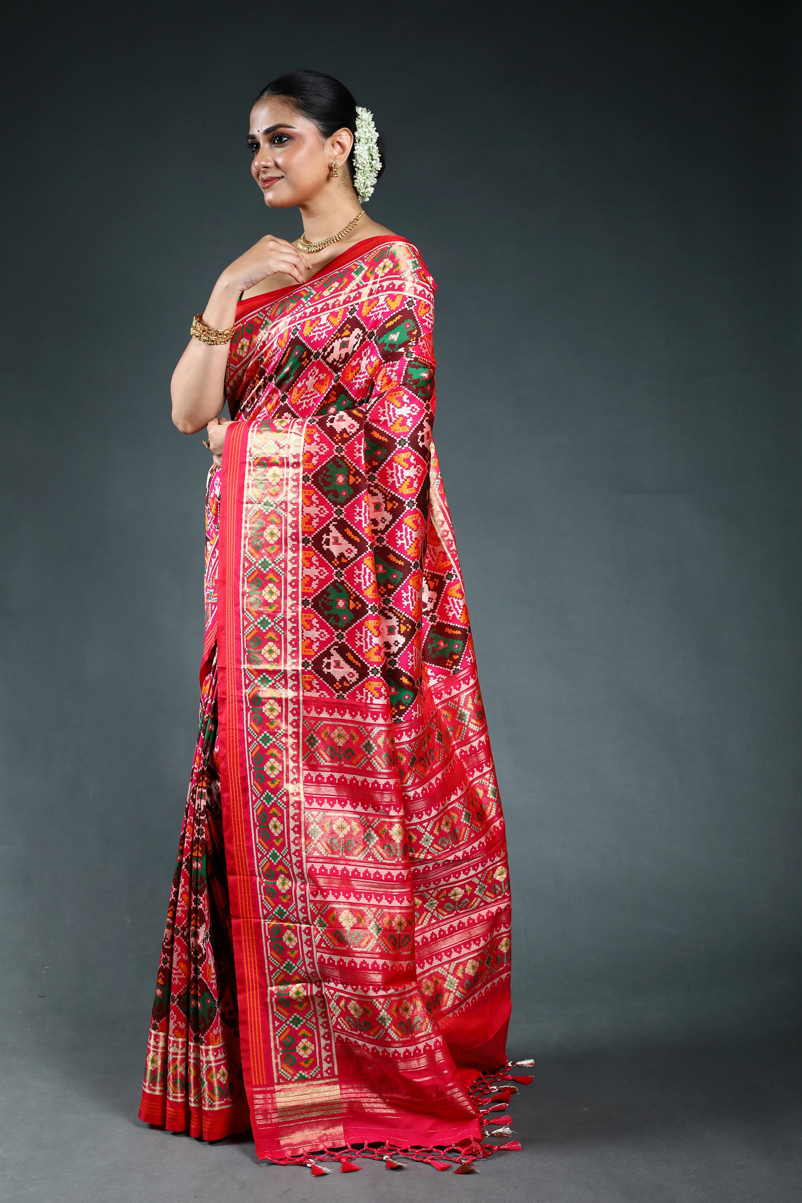 Rani Semi Patola Saree with Blouse Piece