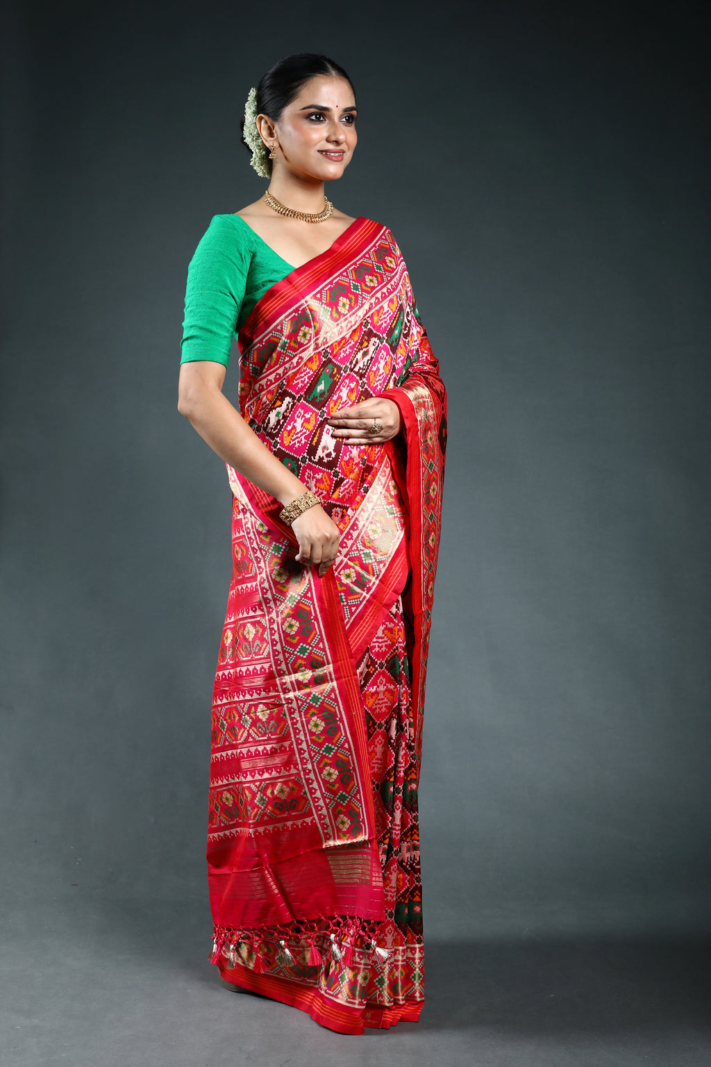Rani Semi Patola Saree with Blouse Piece