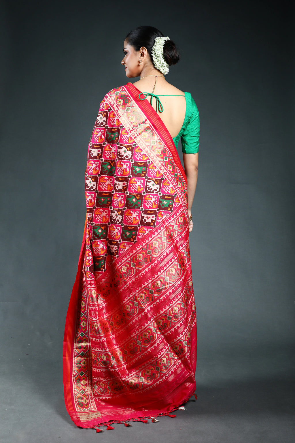 Rani Semi Patola Saree with Blouse Piece
