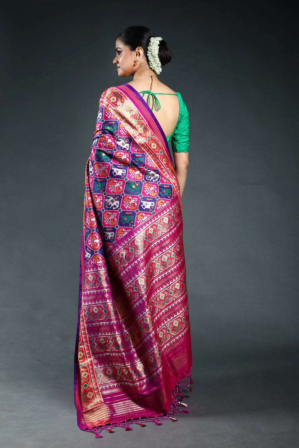 Purple Semi Patola Saree with Blouse Piece